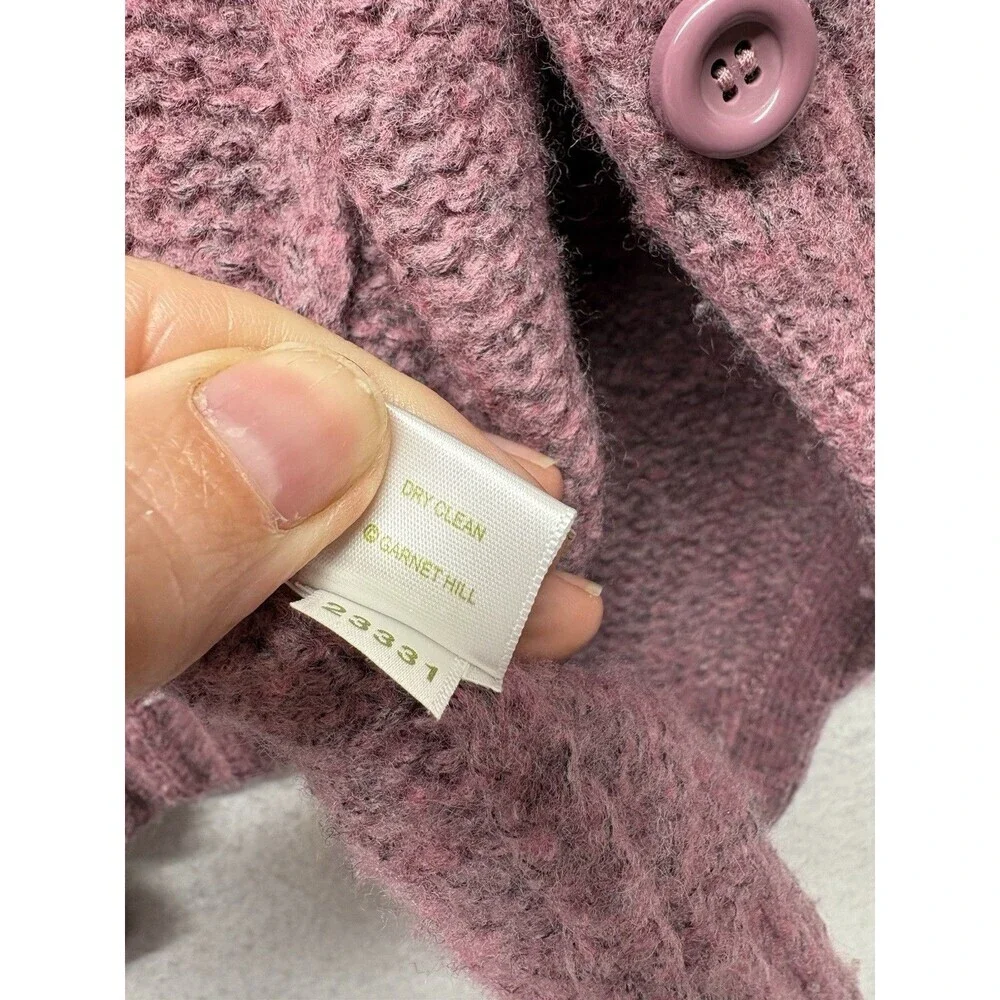 Garnet Hill fair isle cardigan button down sweater wool blend Purple Size Small